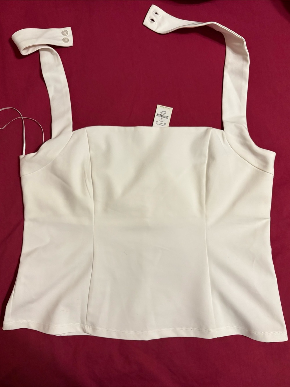 Francesca's Collections White Square-Neck Tank with Button Strap